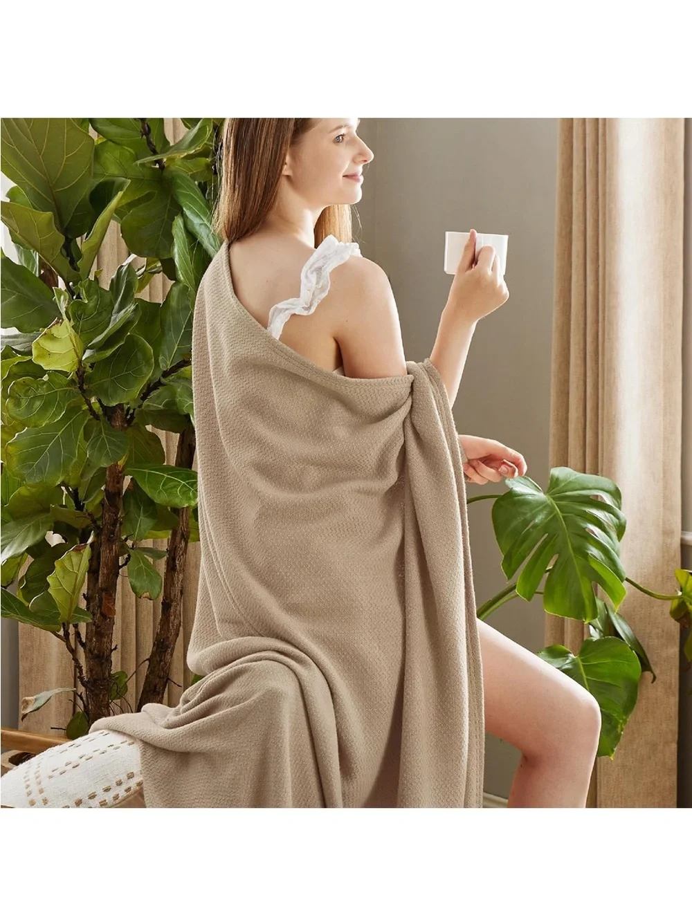 NEW Bedsure GentleSoft 100% Cotton Herringbone Throw Blanket Lightweight